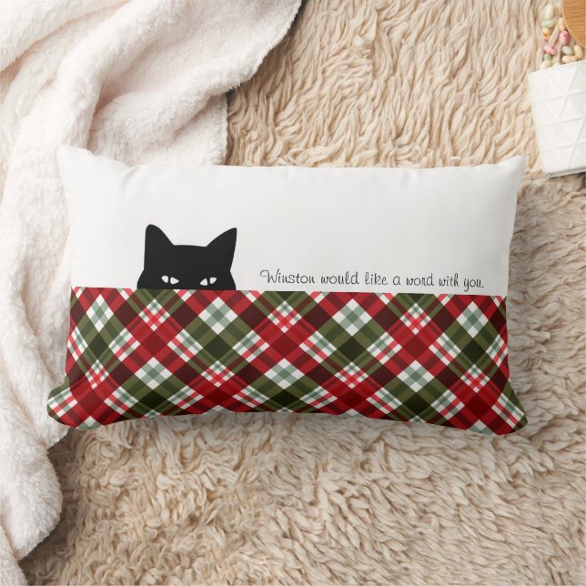 Sneaky Cat Royal Stewart Tartan Plaid  Lumbar Cushion (Blanket)