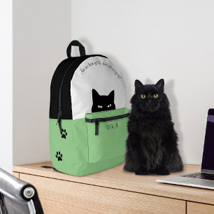 Sneaky Cat Sage Printed Backpack