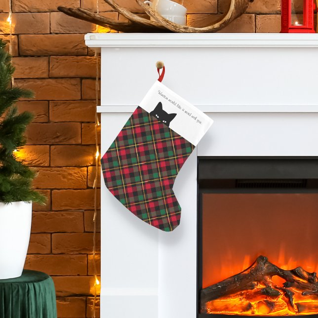 Sneaky Cat Wallace Plaid Small Christmas Stocking (Creator Uploaded)