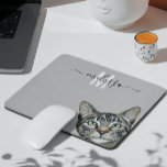 Sneaky Cat  Watercolor Monogram Name  Mouse Pad<br><div class="desc">This design may be personalised in the area provided by changing the photo and/or text. Or it can be customised by clicking Personalise this Template and then choosing the click to customise further option and delete or change the colour of the background, add text, change the text colour or style,...</div>