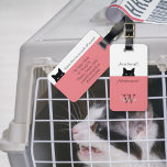 Sneaky Cat Where are We Pink Pet Carrier Tag<br><div class="desc">Sneaky Cat Are We There Yet,  and Where are We luggage tag is the perfect gift for the feline lover and traveller. Personalise with your monogram,  name and text.</div>