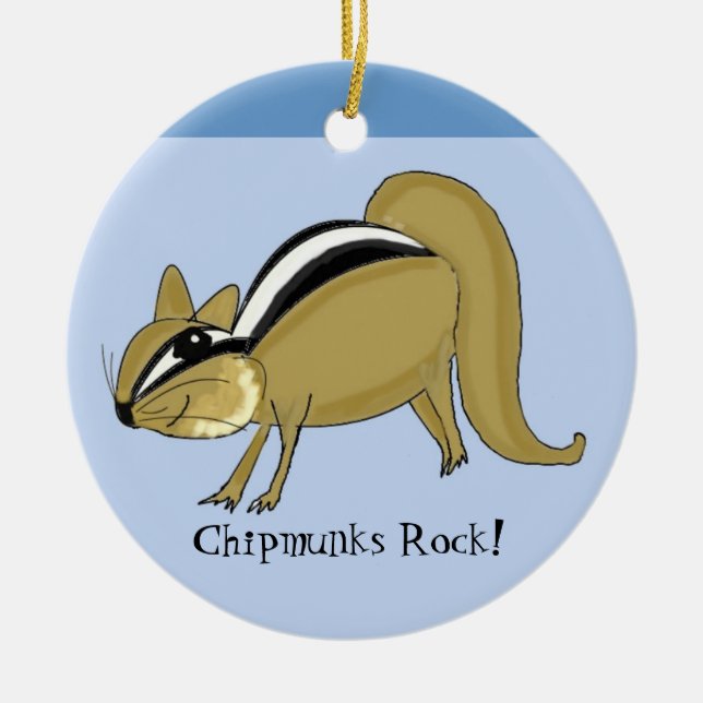 Sneaky Chipmunk Ceramic Ornament (Front)