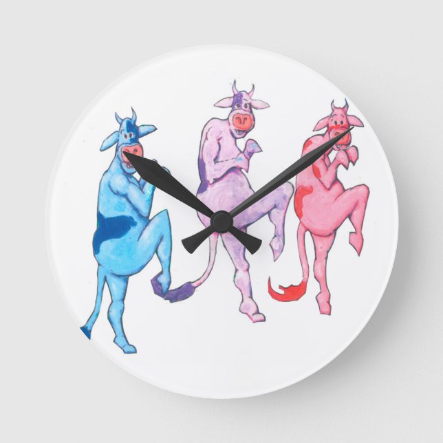 Sneaky Cows Round Clock (Front)
