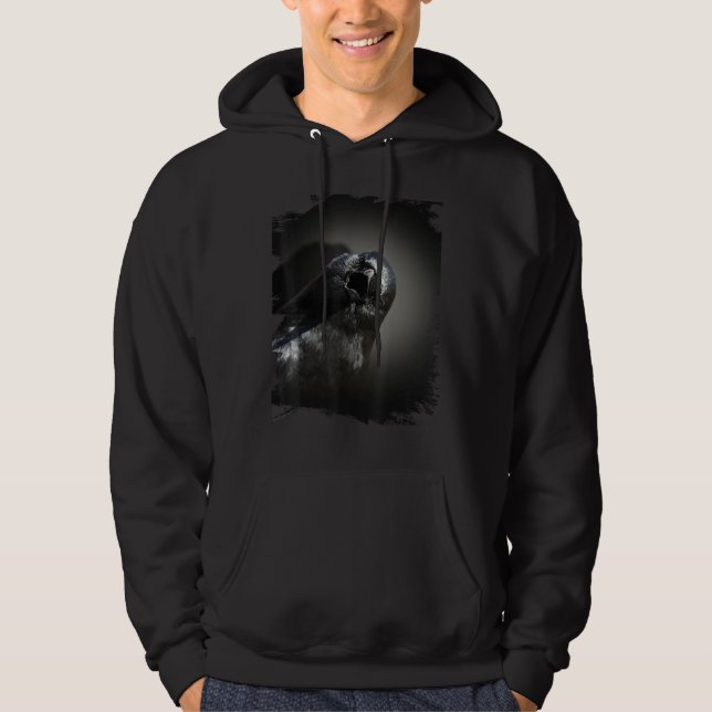 Sneaky Crow Face Raven Spirit Animal Hoodie (Front)