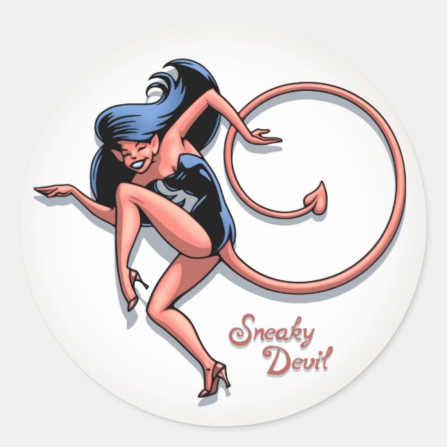 Sneaky Devil Classic Round Sticker (Front)