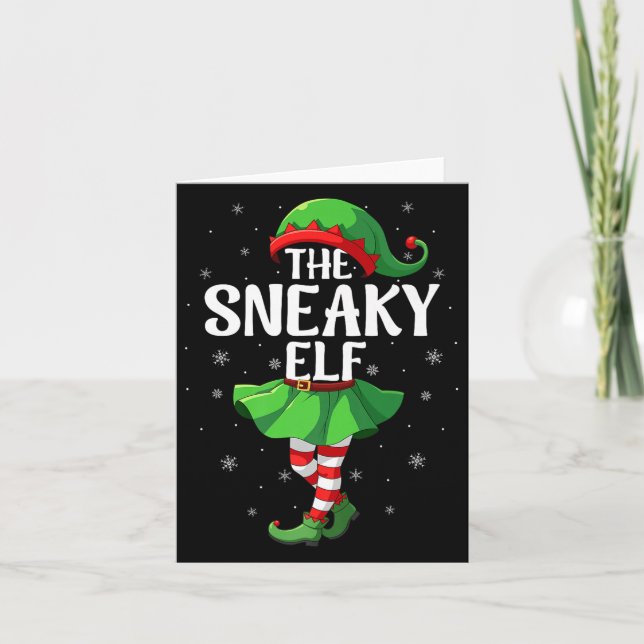 Sneaky Elf Christmas Girls Women Elf Squad Xmas Fa Card (Front)