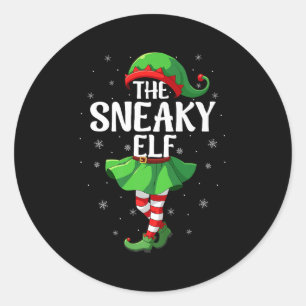 Sneaky Elf Christmas Girls Women Elf Squad Xmas Fa Classic Round Sticker