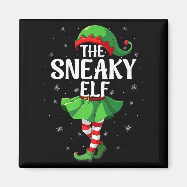 Sneaky Elf Christmas Girls Women Elf Squad Xmas Fa Magnet (Front)