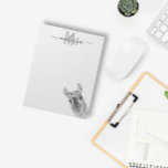 Sneaky Llama Watercolor Monogram Name  Notepad<br><div class="desc">This design may be personalised in the area provided by changing the photo and/or text. Or it can be customised by clicking Personalise this Template and then choosing the click to customise further option and delete or change the colour of the background, add text, change the text colour or style,...</div>
