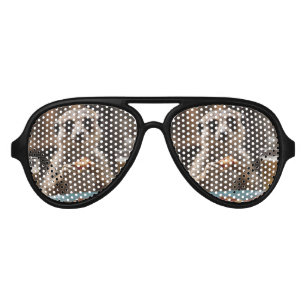 Sneaky Meerkat Eating Pizza And Drinking Beer, Aviator Sunglasses