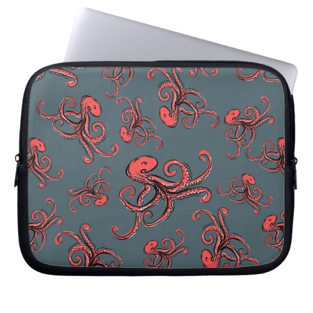 Sneaky Octopus Pattern Laptop Sleeve (Front)