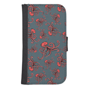 Sneaky Octopus Pattern Samsung S4 Wallet Case