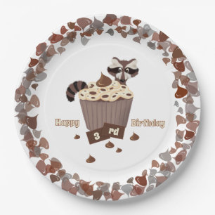 Sneaky Raccoon Chocolate Chip Border Paper Plate