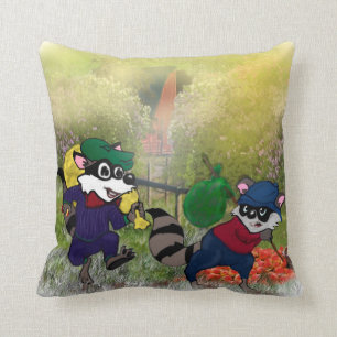 Sneaky Racoon Brothers! Cushion