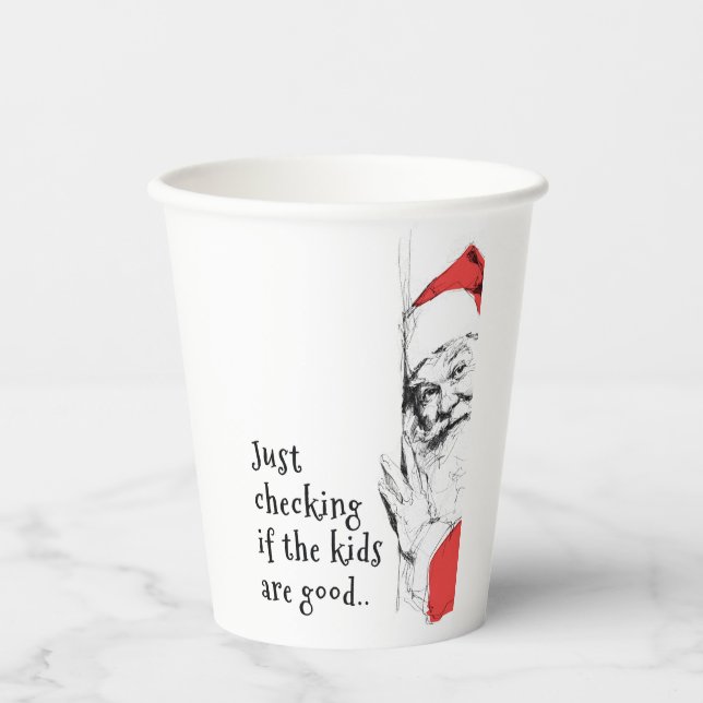 Sneaky Santa Just Checking Kids Paper Cups (Front)