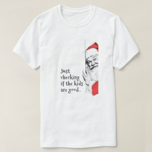 Sneaky Santa Just Checking Kids T-Shirt