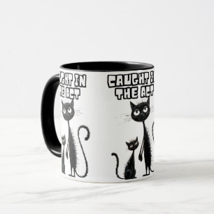 Sneaky Smiles: Black Kitten with a Smiling Compani Mug