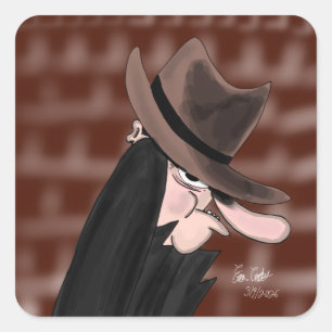 Sneaky villain cartoon character square sticker