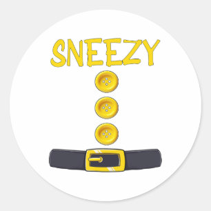 Sneezy Dwarf Halloween Costume Colour Matching Sle Classic Round Sticker