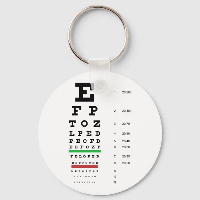 Snellen Eye Chart Keychain (Front)