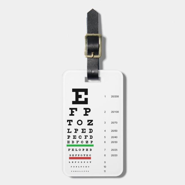 Snellen Eye Chart Luggage Tag (Front Vertical)