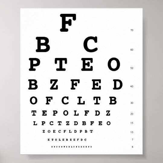 Snellen eye test chart | Zazzle.com.au