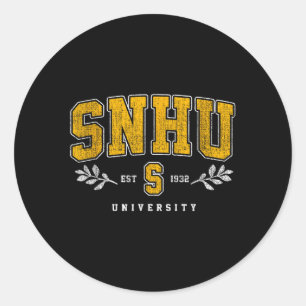 Snhu Collegiate Arch Retro Design For Men Women T- Classic Round Sticker