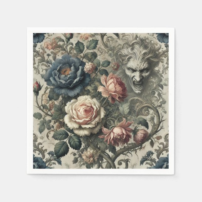 Snide Remarks – Gothic Floral Grotesque  Napkin (Front)