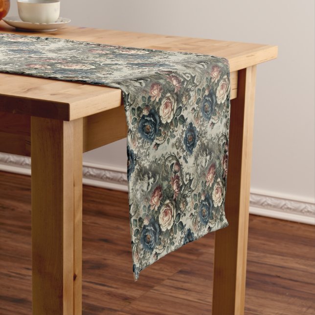 Snide Remarks – Gothic Floral Grotesque  Short Table Runner (In Situ)