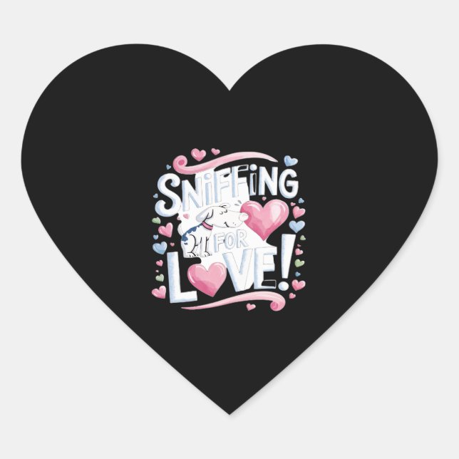 Sniffing for Love! Dog Heart Sticker (Front)
