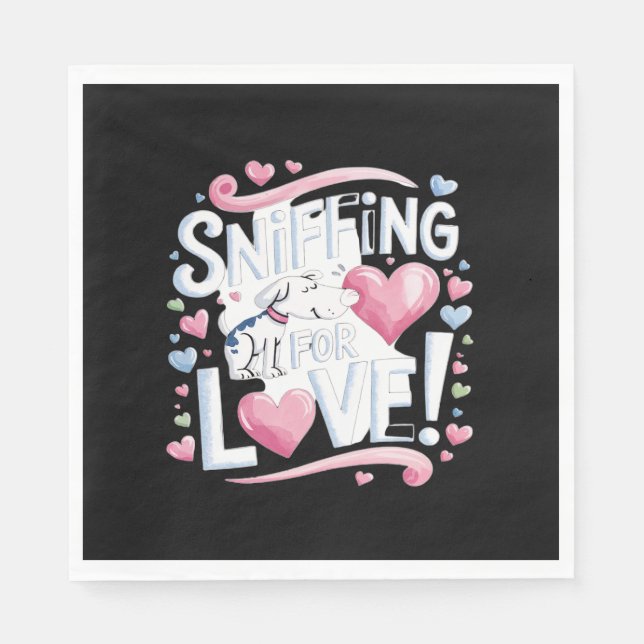 Sniffing for Love! Dog Napkin (Front)