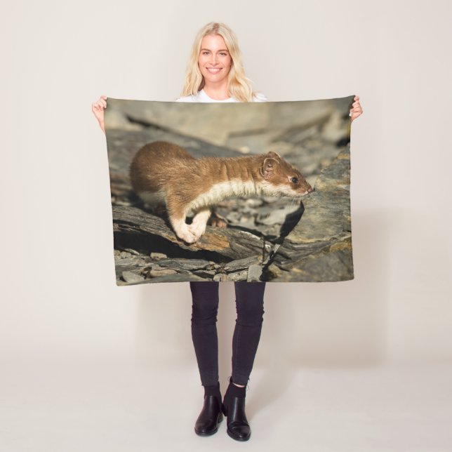 Sniffing Weasel Fleece Blanket (In Situ)