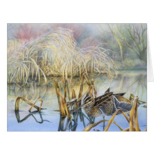 Snipe on a frosty morning fine art big card