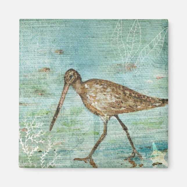 Snipe Shorebird Beach House Decor Magnet (Front)