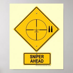 Sniper Ahead Warning Sign (Crosshairs)