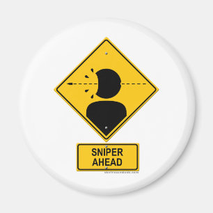 Sniper Ahead Warning Sign (Head Shot) Magnet