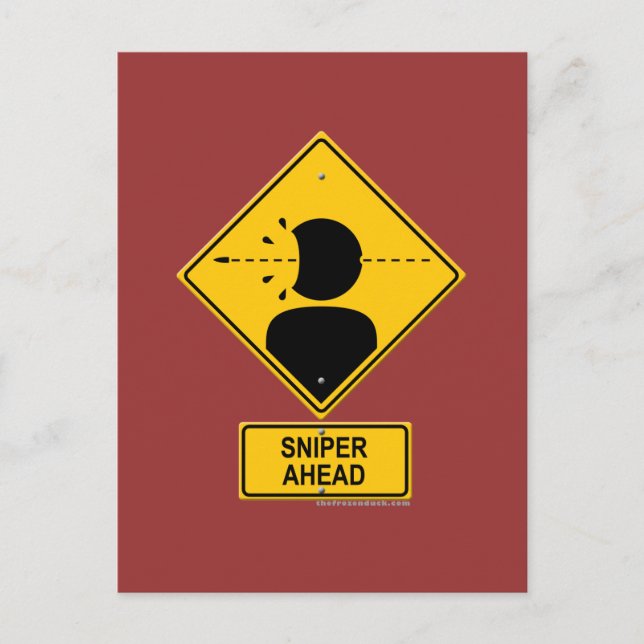 Sniper Ahead Warning Sign (Head Shot) Postcard (Front)