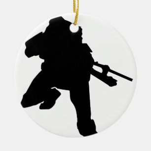 Sniper Silhouette Ceramic Ornament