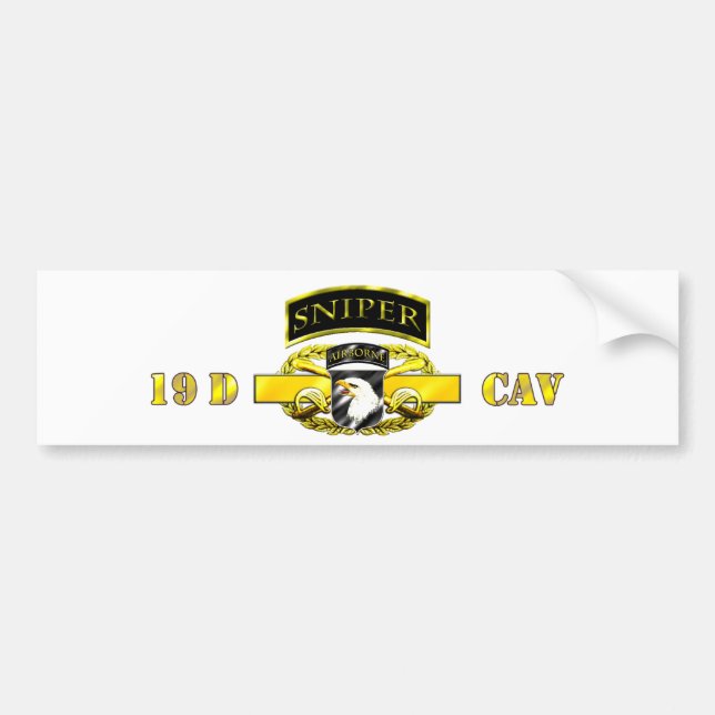 Sniper Tab 19D Cav Scout 101st Bumper Sticker (Front)