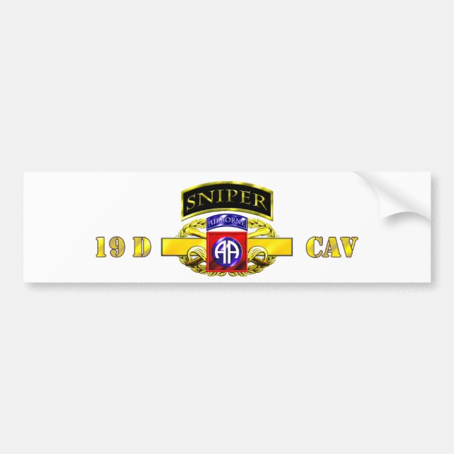 Sniper Tab 19D Cav Scout 82nd Bumper Sticker (Front)