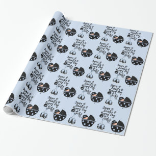 Snips and Snails Black and Blue Baby Shower Wrapping Paper
