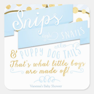 Snips & Snails Blue Gold Striped Favour Stickers