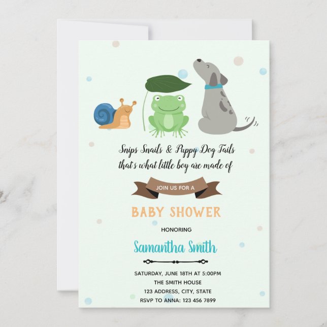 Snips Snails Puppy Dog Tails invitation (Front)