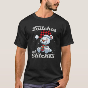 Snitches Get Stitches Funny Xmas Matching Pyjamas T-Shirt