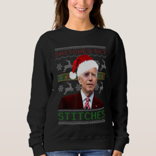 Snitches Get Stitches Ugly Christmas Sweater Santa