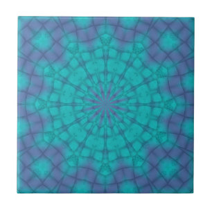 Sno Flakes on Teal and Purple Background Ceramic Tile