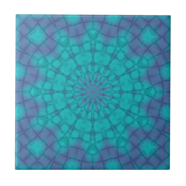 Sno Flakes on Teal and Purple Background Ceramic Tile (Front)