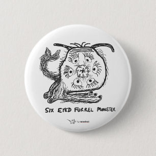 Snod Rat: Six Eyed Furrel Monster 6 Cm Round Badge