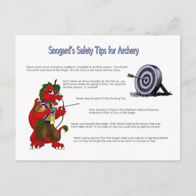 Snogard's Safety Tips for Archery Postcard (Front)