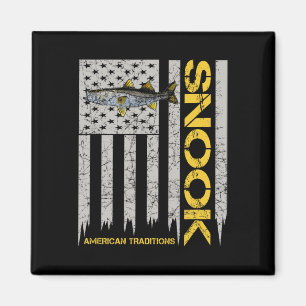 Snook Fisherman - Vintage Style American Flag Snoo Magnet